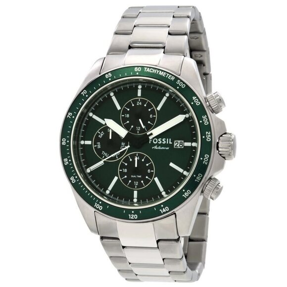 NWT Authentic Fossil Autocross Multifunction Quartz Green Dial Watch - Picture 1 of 3